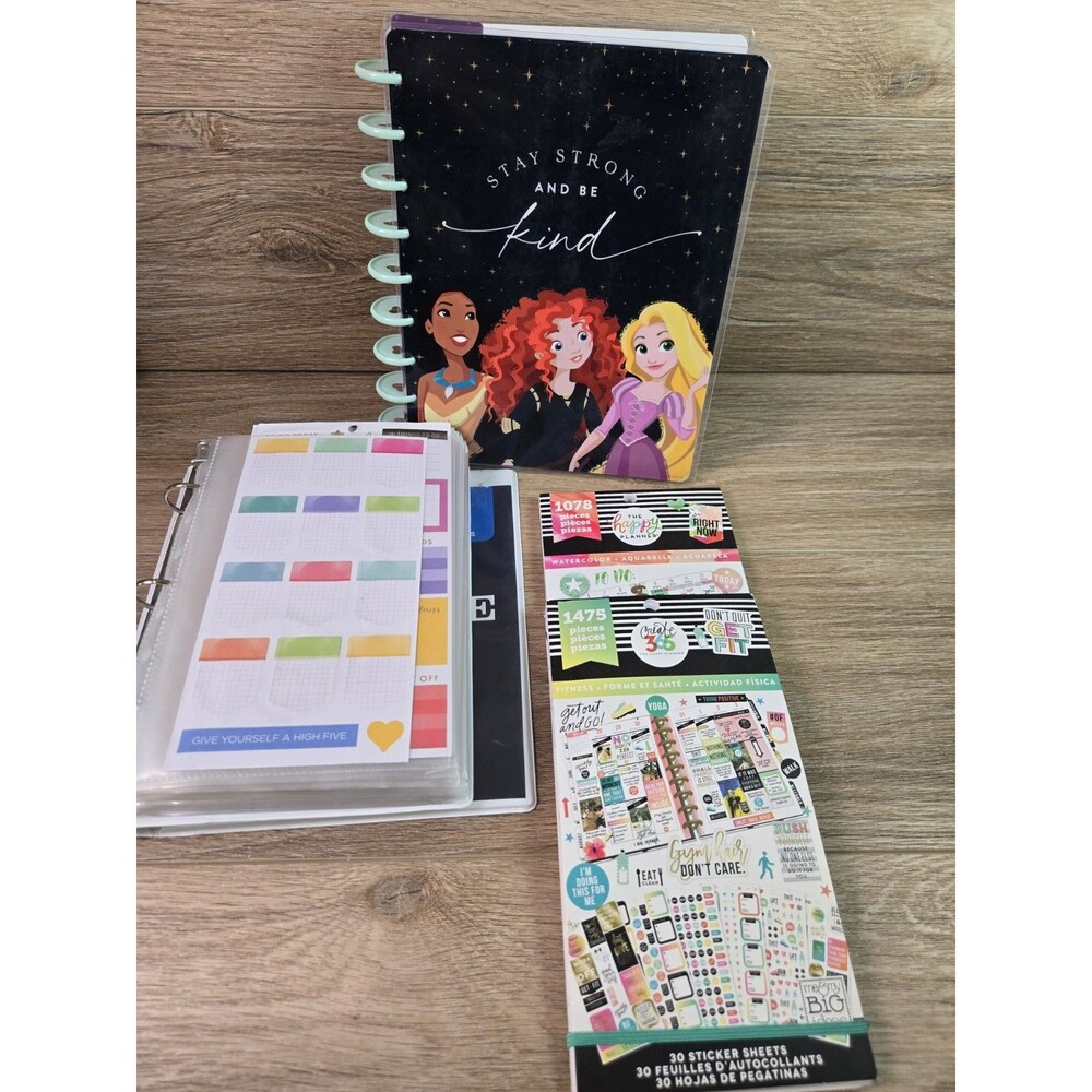 Happy Planner Haul Mix Lot. Disney Binder, 80+ Mics Calander Stickers. Get Fit